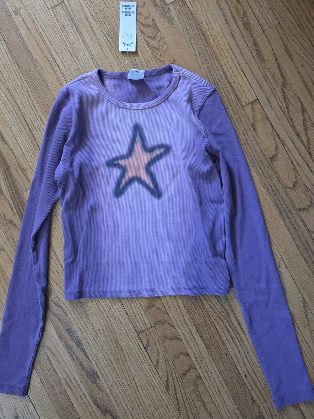 Urban Outfitters Purple Long-Sleeve Star Graphic Top